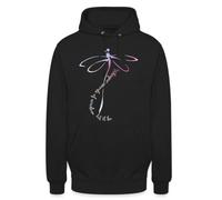 Calligraphie : Whisper Words of Wisdom Sweat à capuche unisexe | Un design inspirant avec une libellule et un texte calligraphique qui transmet sagesse et sérénité. Idéal comme