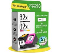 callmenew Lot de 2 cartouches d'encre 62XL - Compatibles avec les cartouches d'encre HP 62 noir et couleur - Portée XL - Puce intelligente de rechange pour HP 62 - Noir et couleur