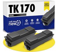 callmenew TK170 Lot de 2 toners compatibles avec Kyocera Tk 170 (noir, 7200 pages) - Puce intelligente de rechange pour Kyocera ecosys P2135dn