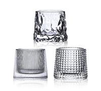 CALLOVE Verres à whisky cristal- Verres à whisky premium 5OZ, verres à rhum en verre, 3 verres à whisky pour bourbon, scotch, cocktail, cognac, rhum (fond plat)