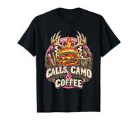 Calls Camo Coffee Hunter Burger Bois de cerf Saison de Chasse T-Shirt Graphique avec Valeur