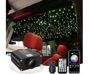 Callsky 16w RGBW Twinkle&Sound LED Fibre Optique Star Plafonniers Kit，hybride 460pcs 9.8ft câble，LED Voiture Fibre Optique Lumière pour Voiture/Plafond，musique + app + télécommande + Bluetooth