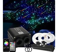 Callsky Double Couleur 20W Scintillement Fibre Optique Starlight Head Mark Kit 1200pcs*0.03in*13.1ft, étoile filante RGB, APP/télécommande/Commande vocale Maison décoration de Plafond de Voiture