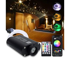 Callsky LED Fibre Optique Star Plafonniers Kit 16W, RGBW Kit de plafonnier étoile, APP/Télécommande, Activation de la musique, 450 pièces*0.75mm*3m, pour chambre à coucher, salle de bain