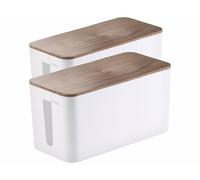 Callstel 2 boîtes de rangement pour multiprise - Aspect bois de noyer - 23 cm