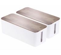 Callstel 2 boîtes de rangement pour multiprise - Aspect bois de noyer - 39 cm