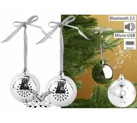 Callstel : 2 boules de Noël avec bluetooth et haut-parleur intégré - Argent G