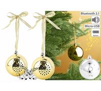 Callstel 2 boules de Noël avec bluetooth et haut-parleur intégré - Or