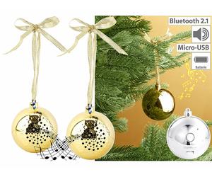 Callstel 2 boules de Noël avec bluetooth et haut-parleur intégré - Or
