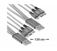 : 2 câbles de chargement 3 en 1 Micro-USB / USB-C / Lightning - 120 cm