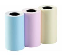 3 rouleaux de papier thermique autocollant - 80 mm x 3,5 m - Bleu, rose et jaune [Callstel]