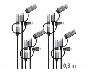 Callstel 4 câbles de chargement 60 W et transfert USB-A/C vers USB-C/Micro-USB/Lightning