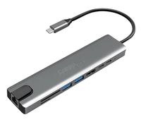Callstel Adaptateur LAN USB : station d'accueil 8 en 1, HDMI 4K avec 60 Hz, 100 W PD, USB 3.0, RJ45, fente SD (station d'accueil C, hub HDMI LAN, dock)