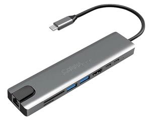 Callstel Adaptateur LAN USB : station d'accueil 8 en 1, HDMI 4K avec 60 Hz, 100 W PD, USB 3.0, RJ45, fente SD (station d'accueil C, hub HDMI LAN, dock)