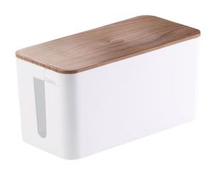 Callstel Boîte de rangement pour multiprise - Aspect bois de noyer - 23 cm