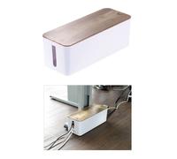 Callstel Boîte de Rangement pour multiprise - Aspect Bois de Noyer - 39 cm