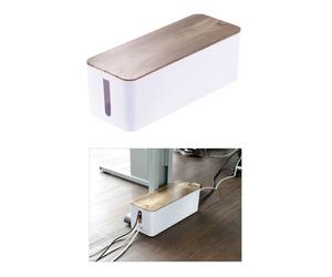 Callstel Boîte de rangement pour multiprise - Aspect bois de noyer - 39 cm
