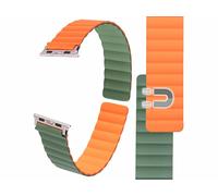 Callstel Bracelet pour Apple Watch 38/40/41 mm - coloris orange / vert foncé / argent