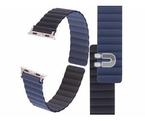 Callstel Bracelet pour Apple Watch 42/44/45/49 mm - coloris noir / bleu foncé / argent