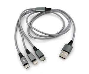 Callstel Câble de chargement 3 en 1 compatible Micro-USB / USB-C / Lightning - 120 cm