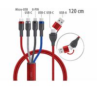 Callstel Câble USB-C/A vers USB-C/Micro-USB/Lightning coloré 1,2 m