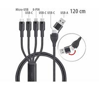 Callstel Câble USB-C / A vers USB-C / Micro-USB / Lightning - noir 1,2 m