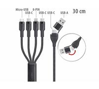 Callstel Câble USB-C / A vers USB-C / Micro-USB / Lightning - noir 30 cm