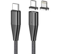 Callstel Câble USB-C vers USB-C et Lightning avec fiches magnétiques - 1,80 m