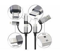 Callstel Câble USB-C vers USB-C, USB-A, Micro-USB et Lightning