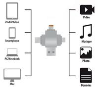 Callstel Lecteur Micro SD compatible connecteurs Lightning / Micro-USB / USB type C