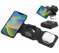 Callstel Station de chargement sans fil 15 W pour smartphone, Apple Watch, AirPods, - noir