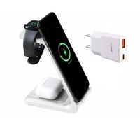 Station de chargement sans fil 3 en 1 avec chargeur secteur 20 W - coloris blanc [Callstel]