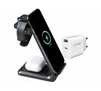 Station de chargement sans fil 3 en 1 avec chargeur secteur 20 W - coloris noir [Callstel]