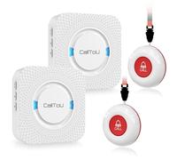 CallToU Bouton d'appel d'urgence Bouton d'appel sans Fil système d'alarme infirmière 500 + Pieds pour la Maison/Personnes âgées/Patients/handicapés (2 émetteurs 2 récepteurs)