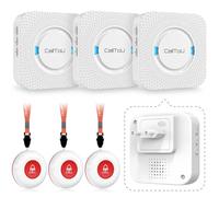 CallToU Bouton d'appel d'urgence Bouton d'appel sans Fil système d'alarme infirmière 500 + Pieds pour la Maison/Personnes âgées/Patients/handicapés (3 émetteurs 3 récepteurs)