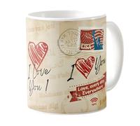 Callvin Mug “I Love You” connecté NFC - 30 langues (Je t’aime du jour) - Sans application - Contenu interactif DailyTag - Idée cadeau couple, Saint-Valentin, anniversaire