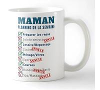 Callvin Mug Planning Maman Céramique - Message d’amour Maman on t’aime tu es formidable - Cadeau Original pour Maman - Idée Cadeau Fête des Mères, Anniversaire, Noël - Tasse pour Mère