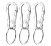 CALLYSONIC Lot de 3 mousquetons porte-clés en acier inoxydable - Petit mousqueton - Pour accrocher dans un sac à dos et des clés de voiture, argenté, 3