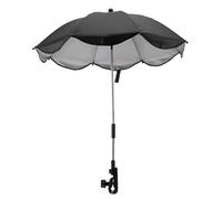 CALLYSONIC Parasol pour poussette avec dispositif de fixation à clip, réglable à 360 °, protection UV, parasol universel (noir)