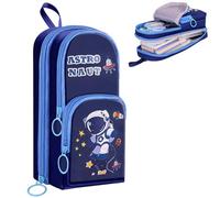CALLYSONIC Trousse à crayons à 3 compartiments de grande capacité avec poignée de transport - Jolie trousse pour filles et garçons - Trousse d'école avec suffisamment d'espace de rangement, Bleu-1