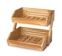 CALM COZY Support de Corbeille à Fruits en Bois à 2 étages, Support à Panier de Fruits Rangement en Bois pour Les légumes pour Plan de Travail de Cuisine pour Légumes, Pain, collations