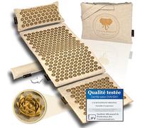 CALM ELEPHANT ORIGINAL XXL Tapis Acupression Genuine 5 pièces avec Coussin Ergonomique, Coussin Lombaire, Tapis Pieds, Sac - Soulage Dos, Cou & Épaules, Réduit Le Stress, Méditation, Beige