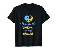 Calm in Chaos Couple Relation Humour Coeur Yin Yang T-Shirt