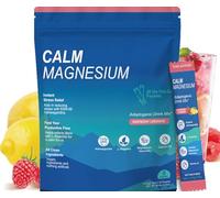 Calm Poudre de Magnésium Glycinate avec Ashwagandha, L-Théanine, Vitamine D3 - pour la Détente, le Sommeil et le Bien-être - Saveur Citronnade Framboise (20 Sachets)