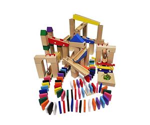 calmado - Circuit de Billes en Bois 200 Pièces - Piste de Billes à Construire pour Enfants - Jeu de Construction Créatif en Bois avec Sac de Rangement et Instructions