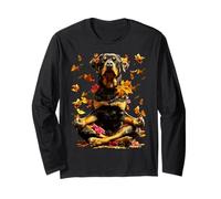 Calme Rottweiler Feuilles d'automne Méditant Animal Yoga Automne Manche Longue
