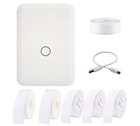 CalmGeek D110 Étiqueteuse thermique de poche avec 6 rouleaux d'étiquettes tout-en-un BT Connect Prince Tag DIY Date Journal étude Autocollant Machine d'étiquetage compatible avec iOS Android