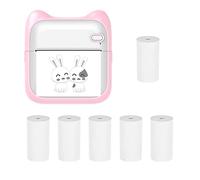 CalmGeek Mini imprimante photo de poche portable 203 dpi Connexion BT sans fil pour étiquette photo, liste de menus, notes, journal, reçus, autocollants, avec 6