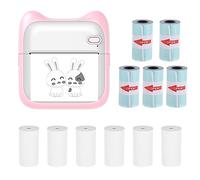 CalmGeek Mini imprimante photo de poche thermique portable 203 dpi Connexion BT sans fil pour étiquette d'image DIY liste meno notes journal reçu papier imprimante instantanée autocollant avec 5