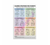Calming Strategies Poster for Classroom Calm Down Corner | Simple visual techniques help manage big emotions and find peace(Framed,12x18inch(30x45cm))